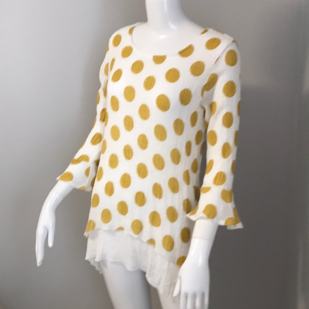 Papillon White and Yellow Polka Dot Blouse